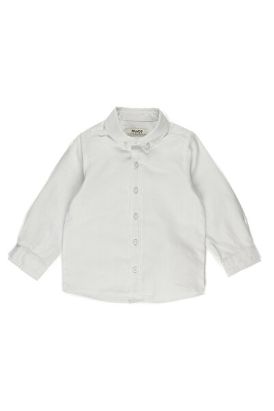 Panço Erkek Beyaz Dokuma Gömlek Yaka Gömlek