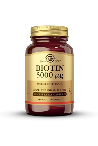 Solgar BIOTIN Super Strength 5000mcg - 100 vegetarian capsules - EU-Compliant