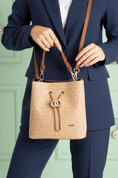 POLO CLUB Geantă de umăr și de mână Polo pentru femei, cu 3 compartimente, cu curea lungă încrucișată (24x22 CM)