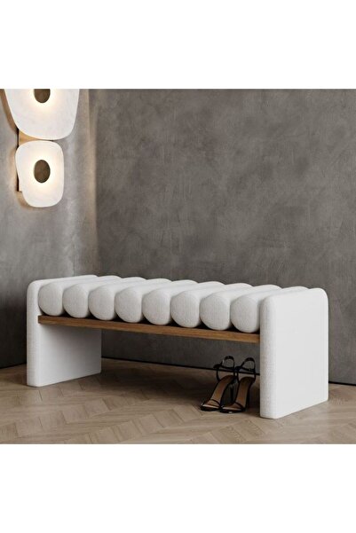 SCY Felo Modern Silindir Detaylı Puf Bench Yatak Ucu Oturma Bankı Lobi Koltuğu