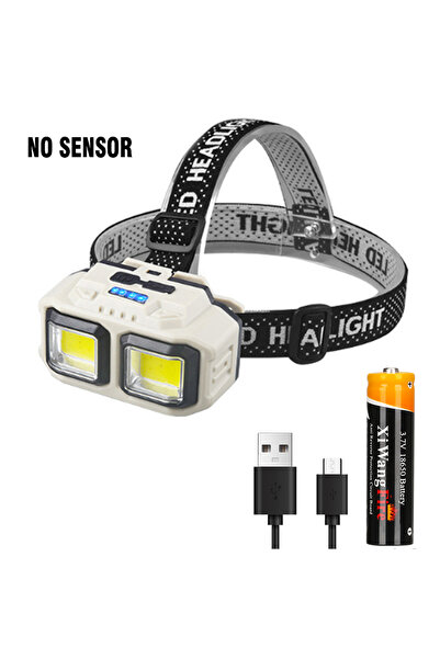 Choice مصباح أمامي قوي بدون مستشعر COB LED مزود بمنفذ USB وبطارية 18650 ومقاو...