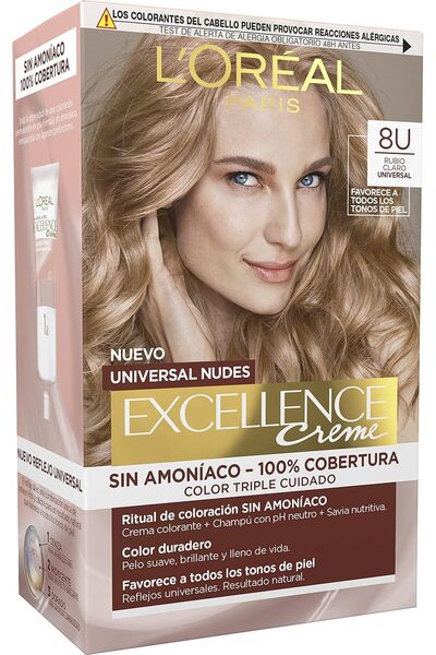L'Oreal Paris Excellence Creme Universal Nudes Tinte 8U-Light Blonde