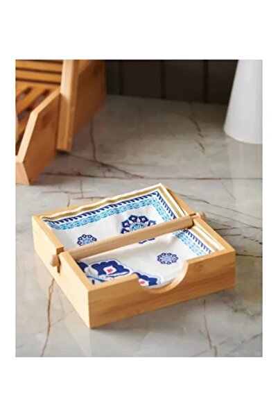 RİVO HOME DECOR Bamboo Square Napkin Holder 18X18 cm