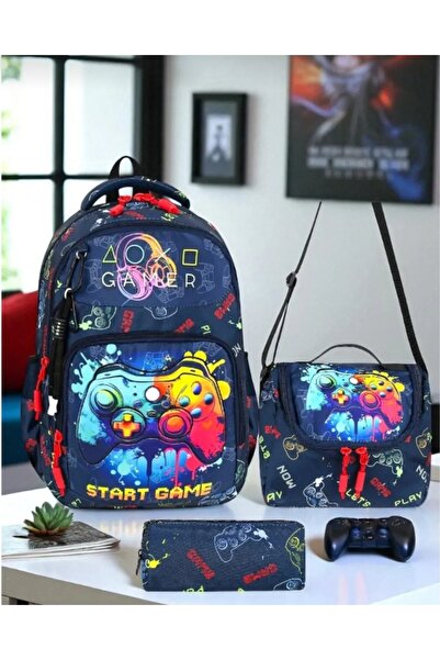 KY Boys' Primary School Orthopedic Gamer 3-Piece Bag Set with 3 Compartments,...