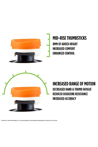 No branded KontrolFreek Rush Thumbstick Grips (2) for PS5/PS4, Orange