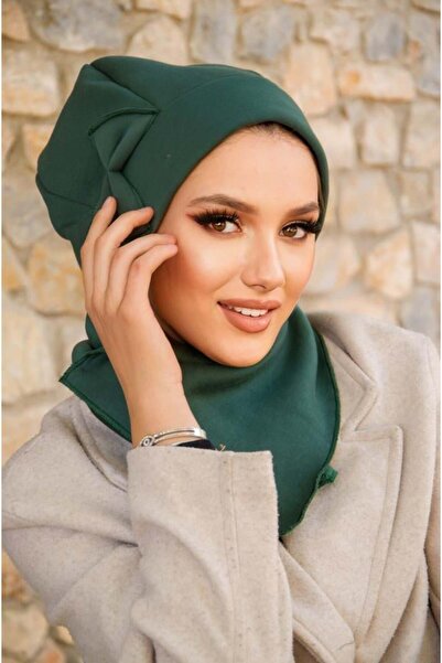 Aişe tesettür Emerald Bow Hijab Beret and Etol Set
