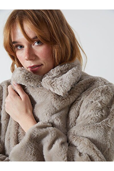 LC Waikiki Ceket Yaka Kadın Kürk Kaban