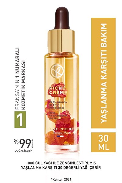 Yves Rocher Yaşlanma Karşıtı Cildi Besleyici ,Onarıcı ve Pürüzsüzleştirici Gül Yağı 30 ml