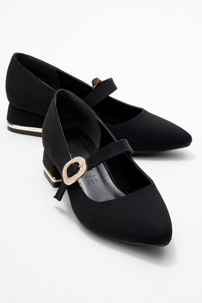 CCWAY AYAKKABI Pantofi cu toc cu cataramă cu piatră pentru femei; BLACK ZRA
