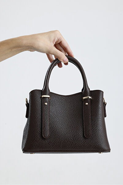 Paksoy Γυναικεία τσάντα ώμου με μακρύ λουράκι σε καφέ πικρό χρώμα