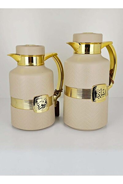 Radin 2 Pcs Insulated Flask Set for Tea & Coffee – Premium Vacuum Thermos Jugs with Golden Handle,