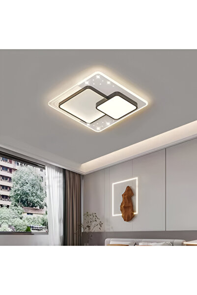 Alista Home Lustra LED cu telecomanda SERPENTA 125 W, Patrata, lumina Rece/Calda/Neutra, Dimabila, Negru