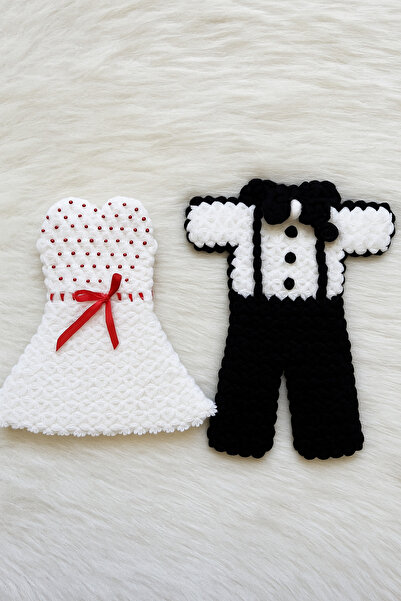 Ella Hat-Craft El Örgüsü Çeyizlik Lif - 2'li Gelin Damat Seti