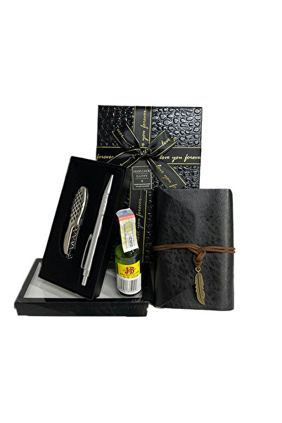 velve Set cadou Glamour pentru barbati,Agenda pentru calatorii, whisky J&B,pix, briceag