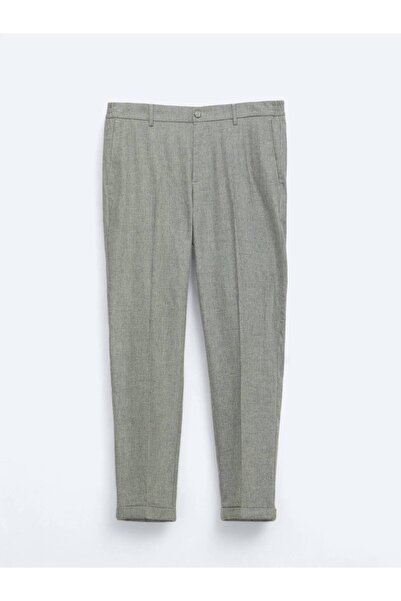 Kip Gray Woven Jogging Fit Casual Wool Blend Trousers
