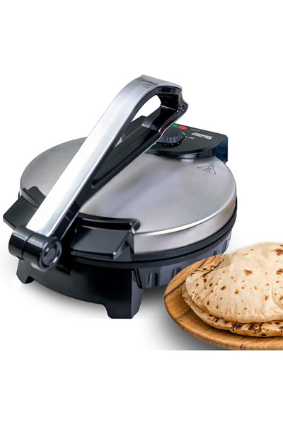 Geepas Electric Tortilla Maker GCM6125N with 1200W Power, Non-Stick Double Plates, Temperature Contr