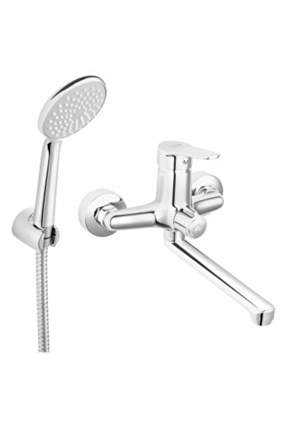 FERRO Baterie perete cada-dus, cu pipa de 35cm si set de dus inclus