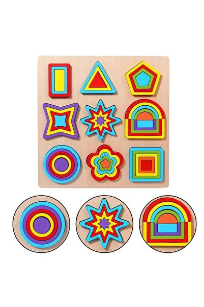 Picodino Montessori wooden puzzle for children, wooden multiple geometric shapes puzzle toys