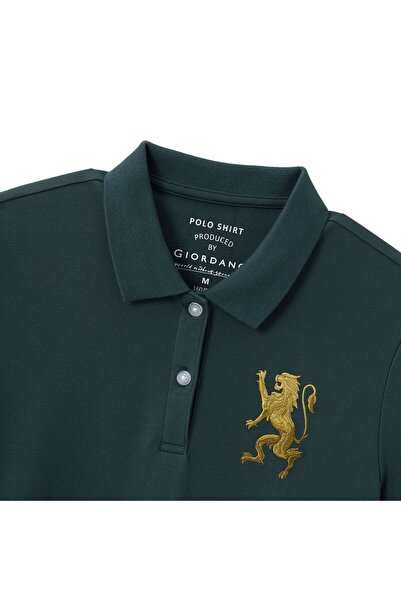 Giordano Women's Cotton Lycra 3D Lion Embroidery Polo