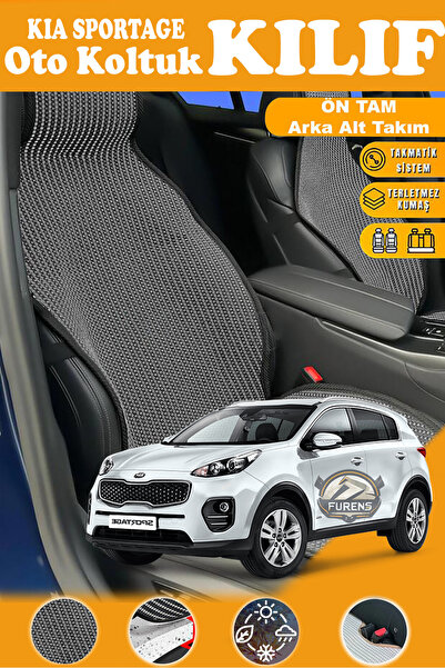 STS Oto Aksesuar غطاء مقعد سيارة من القماش المنسوج باللون الأسود متوافق مع كي...