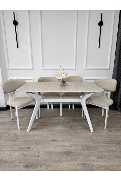 ECCES BB 80 x 140 Mutfak Masası Traverten MDF Salon ve Mutfak Masası Yemek Masası