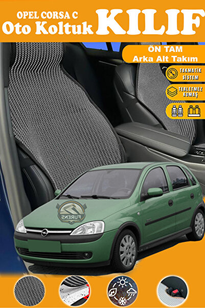 STS Oto Aksesuar غطاء مقعد سيارة أوبل كورسا سي متوافق مع السلسلة السوداء الفا...