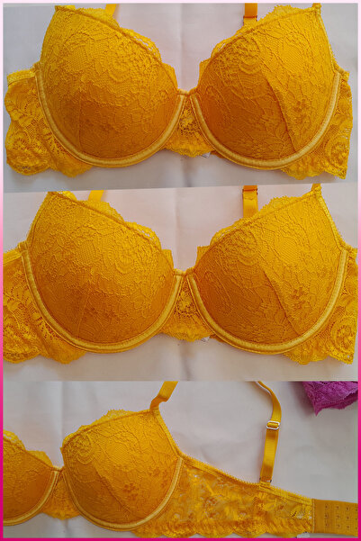 PERLMUTT C and B Cup Underwire Half-Filled Bra Set, 2-Pack Economical Purple-Yellow Ultra-Light Balconet Bra