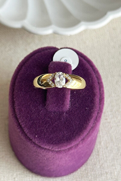 Modacaprea Xuping 14K Oval Tek Taş Kadın Yüzük – Kararmaz Altın Renk Takı | Xuping Yüzük