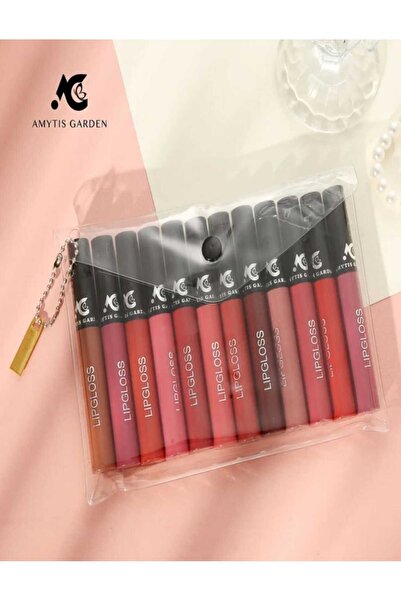 AMYTIS GARDEN مجموعة أحمر شفاه سائل من 12 قطعة