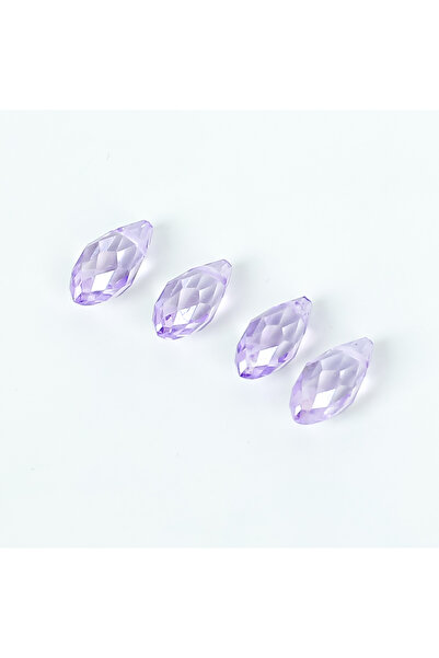 yfhobi 5 Adet- 12 mm Damla Kristal Üstten Delik Cam Boncuk, Şeffaf Eflatun Re...