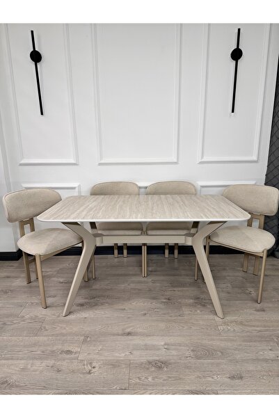ECCES BB 80 x 140 Mutfak Masası Traverten MDF Salon ve Mutfak Masası Yemek Masası