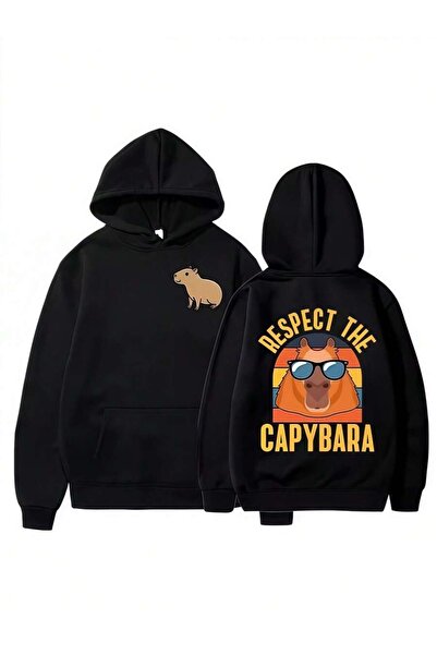 Josette Kapibara (capybara) Baskılı Kapüşonlu Oversize Sweatshirt