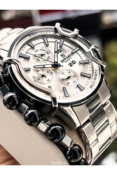 Reward Functional Men's Wristwatch,Certified,Warranty, Silver White Steel Band Bracelet