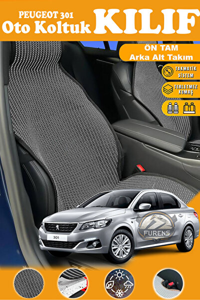 STS Oto Aksesuar غطاء مقعد سيارة بيجو 301 متوافق مع سلسلة بلاك بريستيج من الق...