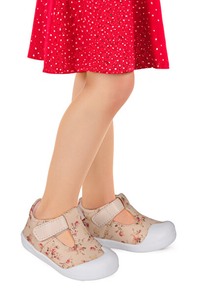 KARAMAZI Flower Velcro Baby Girl First Step Slippers Shoes