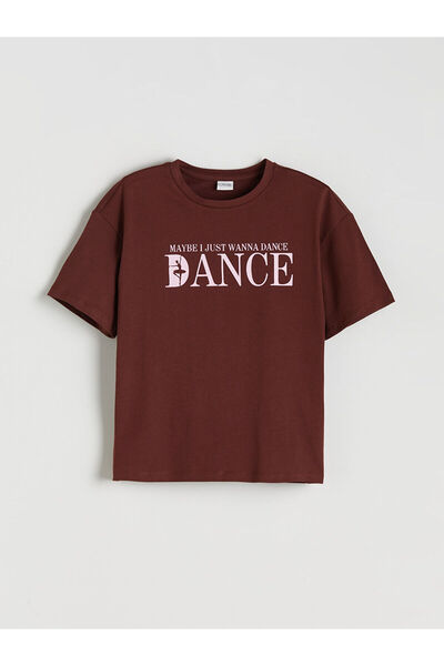 LC Waikiki Vlastita marke Nova sezonska okrugla kragna Štampano devojčina majica