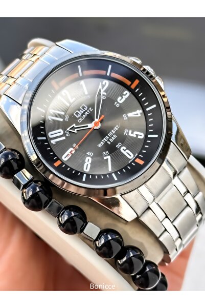 Q&Q Men's Wristwatch, Silver Steel Band, 5 Atm Water Resistant, with Bracelet...