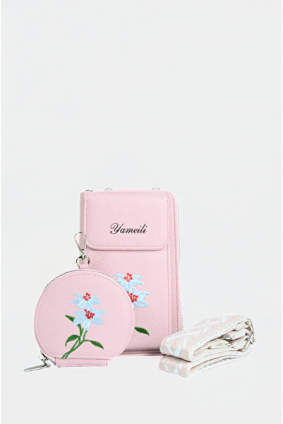 Mazel Design 5767 Çapraz Askılı İthal Cüzdan Telefon Çantası Seti, Nakışlı Çi...