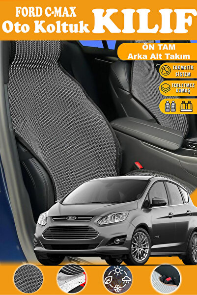 STS Oto Aksesuar غطاء مقعد سيارة فورد سي-ماكس متوافق مع سلسلة بلاك بريستيج من...