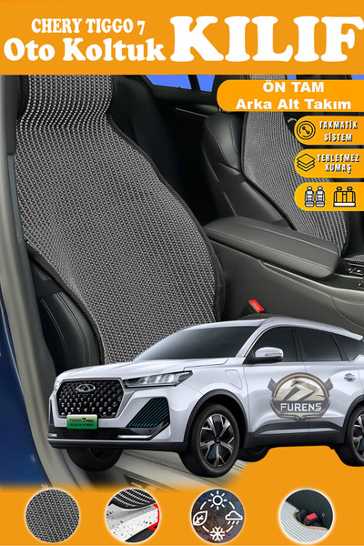 STS Oto Aksesuar غطاء مقعد سيارة من القماش المنسوج باللون الأسود من سلسلة PRE...