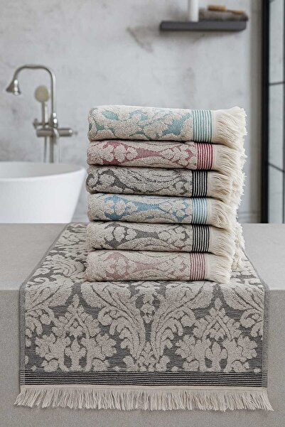 home otanticca مناشف يد (وجه) قطنية طبيعية ذات حواف مهدبة، 6 قطع، 50×90 سم