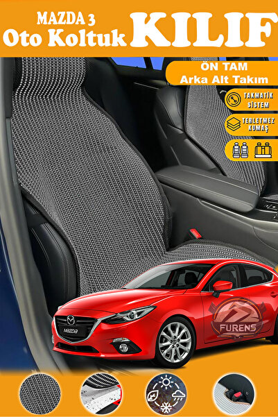 STS Oto Aksesuar غطاء مقعد سيارة مازدا 3 متوافق مع سلسلة بلاك بريستيج من القم...