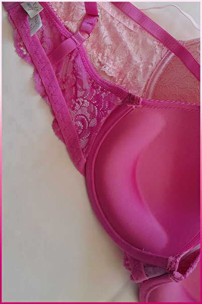 PERLMUTT C and B Cup Underwire Half-Full Bra Set, 2-Pack Economical Pink-Fuchsia Ultra-Light Balconet Bra