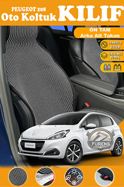 STS Oto Aksesuar غطاء مقعد سيارة بيجو 208 متوافق مع سلسلة بلاك بريستيج من الق...