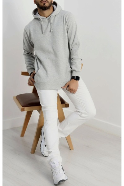 Haydigiy Şardonlu İki İplik Erkek Sweat - Gri