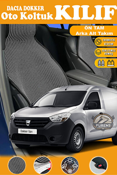 STS Oto Aksesuar Dacia Dokker Uyumlu SİYAH PRESTİJ SERİSİ DOKUMA KUMAŞ OTO KO...