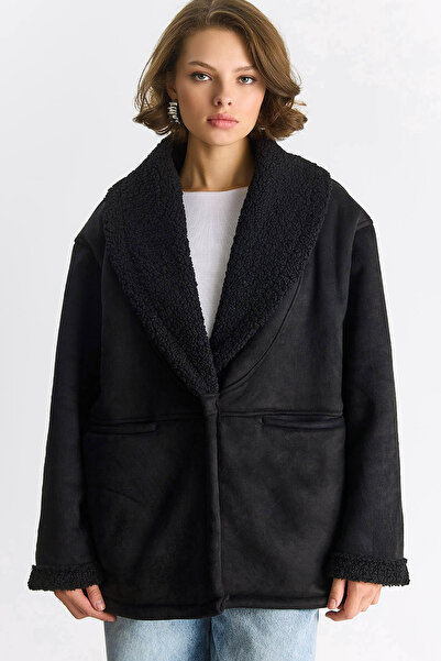 MissThetis Şal Yaka Uzun Kol İçi Kürklü Rahat Kalıp Düğmeli Cepli Şık ve Cool...
