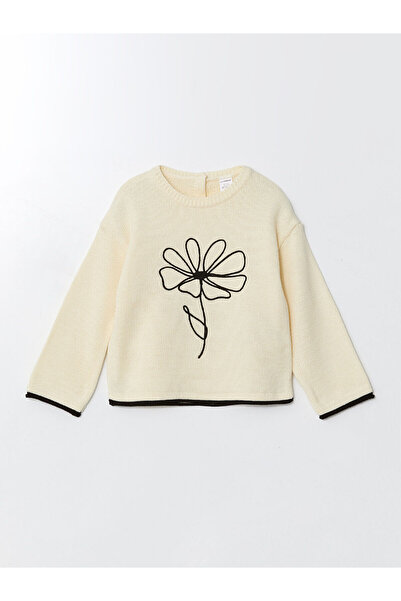 LC Waikiki Lcw Kids Crew Neck Embroidered Girls' Knit Sweater