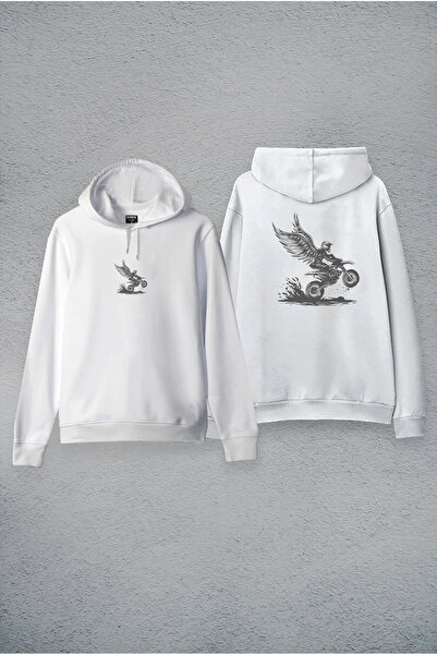 MODA Φούτερ με κουκούλα με κουκούλα με λευκή κουκούλα με τύπωμα με κουκούλα