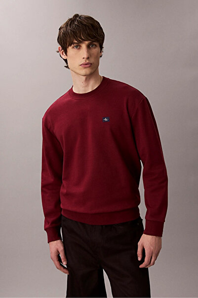 Calvin Klein Erkek Regular Kalıp Bisiklet Yaka Sweatshirt - Bordo